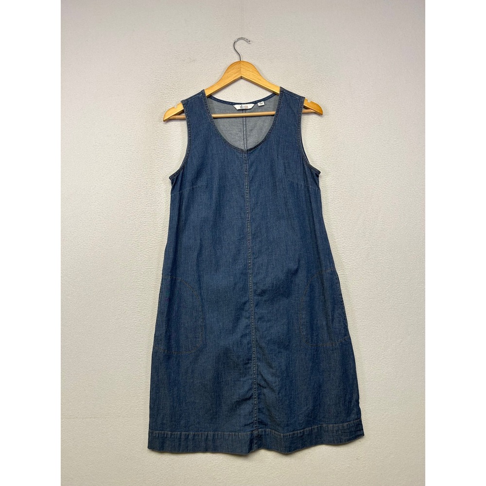Denim & Co Jumper Dress Womens 8 Blue Modest Utility Cottagecore Transitional